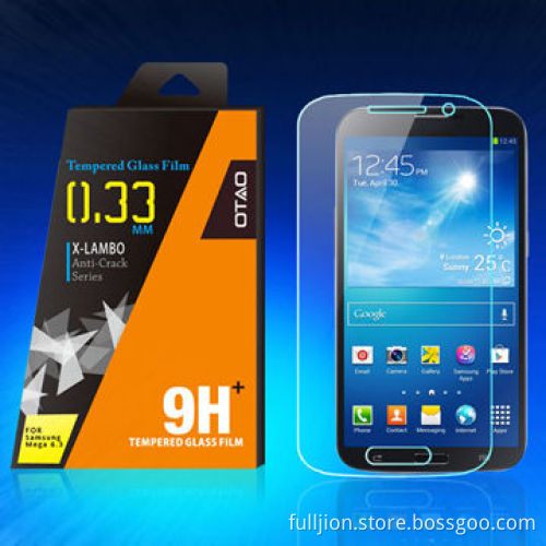 9H anti-crack 0.33mm right angle tempered glass screen protector for Samsung Galaxy Mega